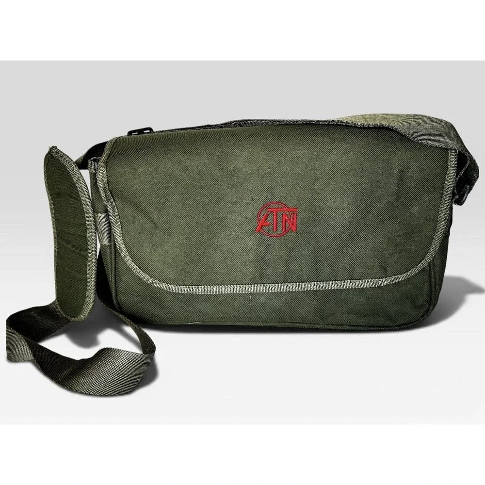 ATN Scope Bag Adjustable Padded Strap Hook Loop Closure Olive Green Canvas Bag